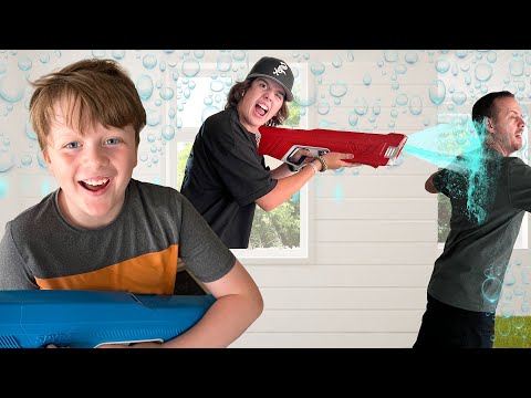 Crazy Strong Water Blaster Battle! Spying Without Getting Caught!