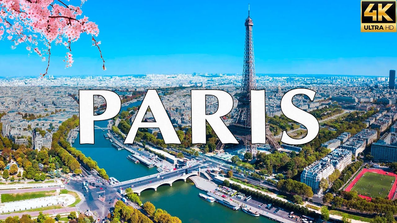 VOLANDO SOBRE PARIS, FRANCE 4K | Increíble paisaje natural hermoso con música relajante | VÍDEO 4K