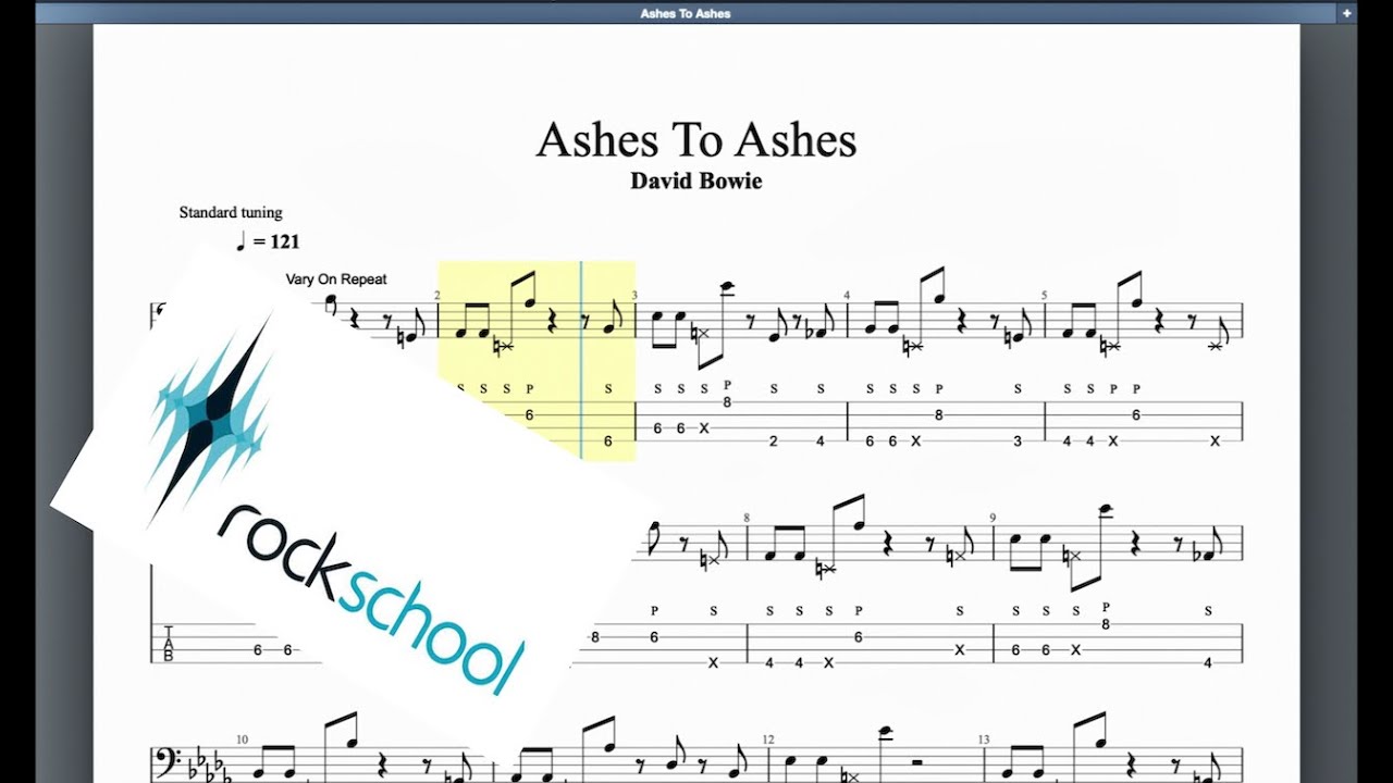 Ashes To Ashes Rockschool Grade 8 Bass