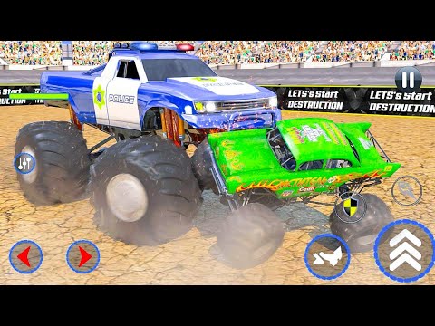 US Police Monster Trucks Derby Arena Crash Stunts Racing Simulator - Android Gameplay.