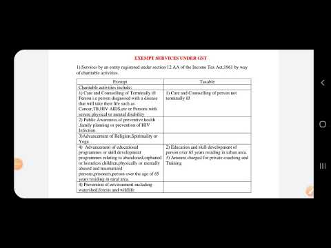EXEMT SERVICES UNDER GST