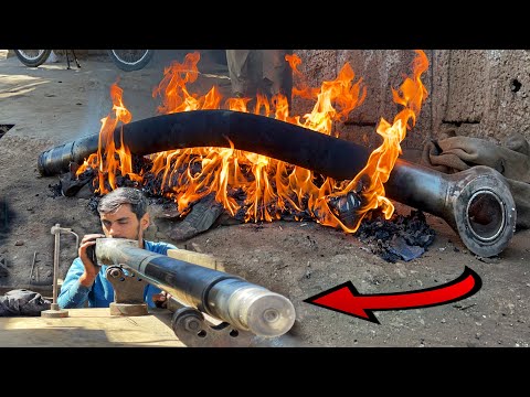 How To Straighten A Bent Hydraulic Cylinder Rod | Straightening Of Excavator Hydraulic Rod | How To