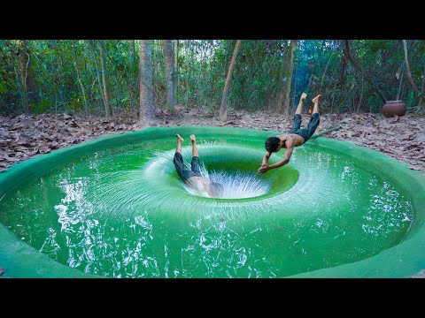 Build The Most Secret Deep Hole Underground Swimming Pool, Men Survival Living Off The Grid