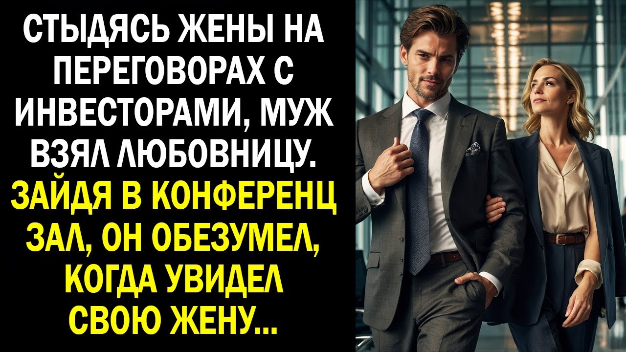 Стыдясь жены на переговорах с инвесторами, муж взял любовницу. Зайдя в конференц зал, он обезумел...