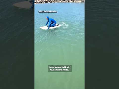 Disbelief as man paddles in crocodile infested waters despite surrounding warning signs