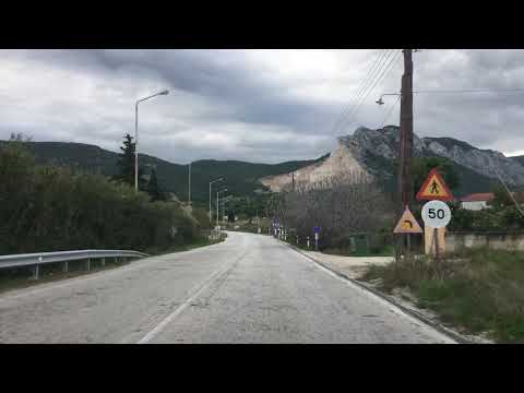 Drive from Korinthos Canal towards Epidavros, Nafplio, Poros, Spetses Greece in Winter