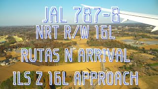 【機窓】JAL 787-8 成田空港ランウェイ16L着陸 (JAL3084 RUTAS N ARRIVAL/ILS Z 16L APPROACH) DJIPocket2にて