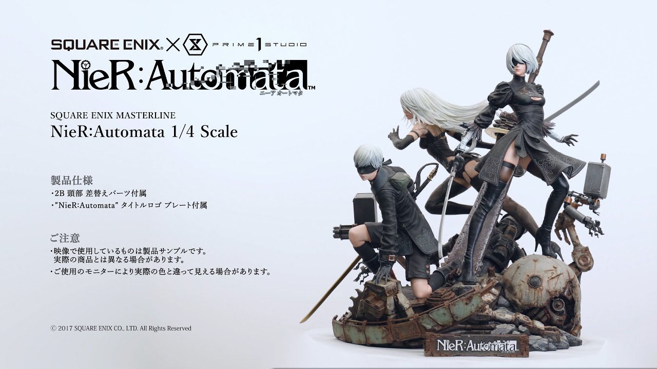 NieRAutomata - Prime 1 Studio雕像系列「SQUARE ENIX MASTERLINE」《尼爾 自動人形》1/4雕像公開了一段新的展示，本次呈現了2B、9S、A2三位角色的可替換部分 Maxresdefault