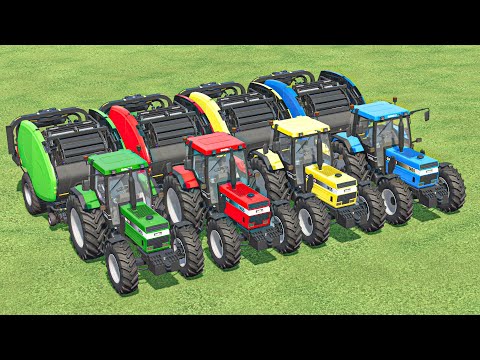 OLD TRACTORS OF COLORS-CUTTING GRASS AND LOAD BALES WITH OLD CASE TRACTORS - Farming Simulator 22