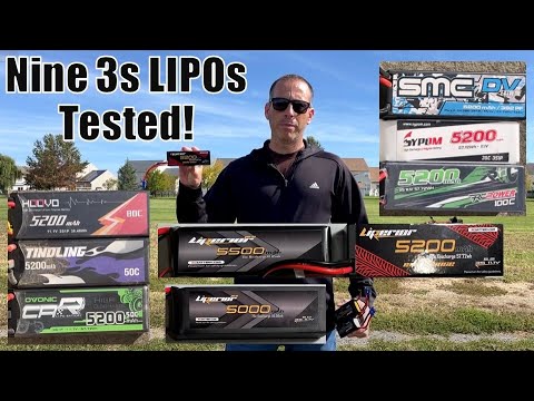 Nine 3s LIPO Shootout- 3 Liperior 3s LIPOs VS Ovonic, Tindling, RCPower, Hoovo, Sypom, and SMC Test!
