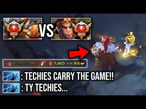 Battle of LVL30 Techies vs LVL30 Monkey King - EPIC OneShot = Comeback!