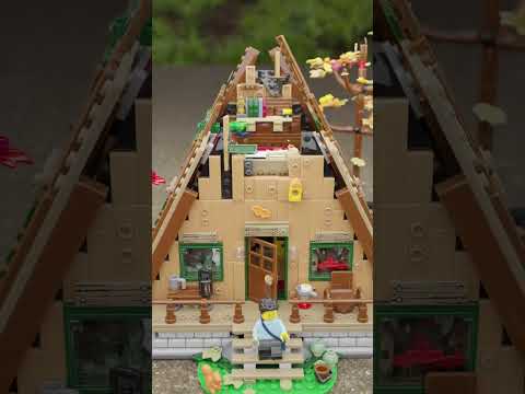 LEGO 21338 A-Frame Cabin Animated Speedbuild | LEGO Ideas Cabin | Blender Geometry Nodes Animation