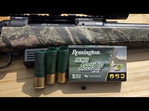 Remington Premier AccuTip 12ga 2-3/4" 385gr Sabot Slug Accuracy Test W/ Savage 212
