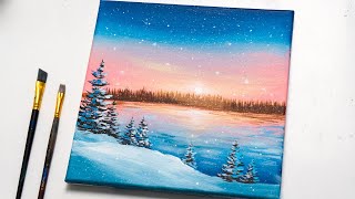 How to Paint Winter Sunset | Easy Painting Step by Step for Beginners
