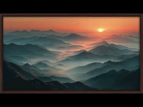 Golden Sunrise Over Endless Mountain Layers | Still Art Screen Saver | 4K