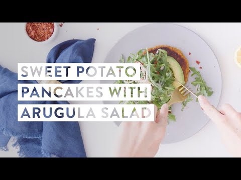 Sweet Potato Pancakes with Arugula Salad Recipe | goop