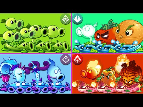 4 Team Plants PEA x FIRE x SHADOW x ELECTRIC Battlez - Which Team Plant Will Win? - PvZ 2 Battlez