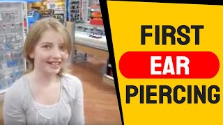 Savanna getting her ears pierced at Walmart