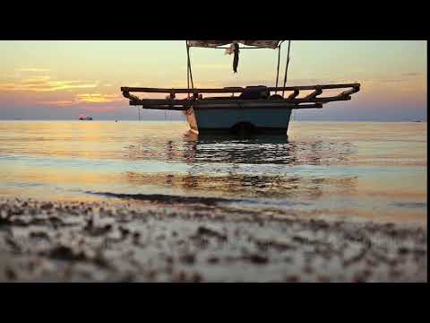 Tropical sunset with fishing boat. slow motion. 1920x1080