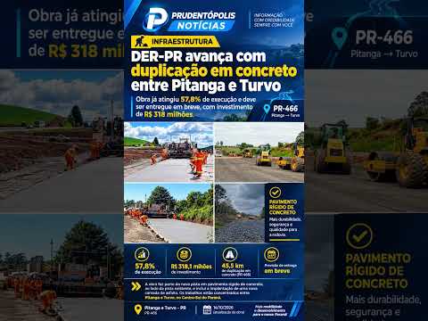 DER-PR avança com duplicação da rodovia em concreto entre Turvo e Pitanga