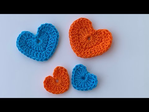 Come fare un cuore all'uncinetto.  cuori per  decorazione.Due misure. Tutorial semplice ❤️❤️