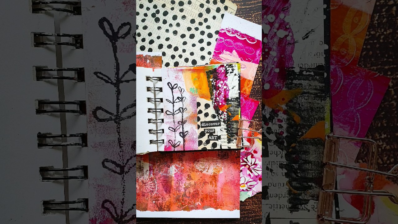 Mixed Media Collage in my mini Art Journal using handmade papers and stamps #artjournaling