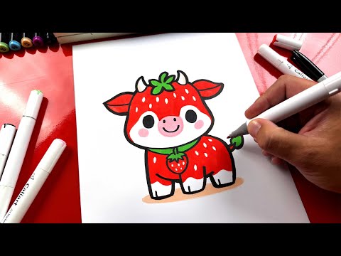 How To Draw A Cute Strawberry Cow