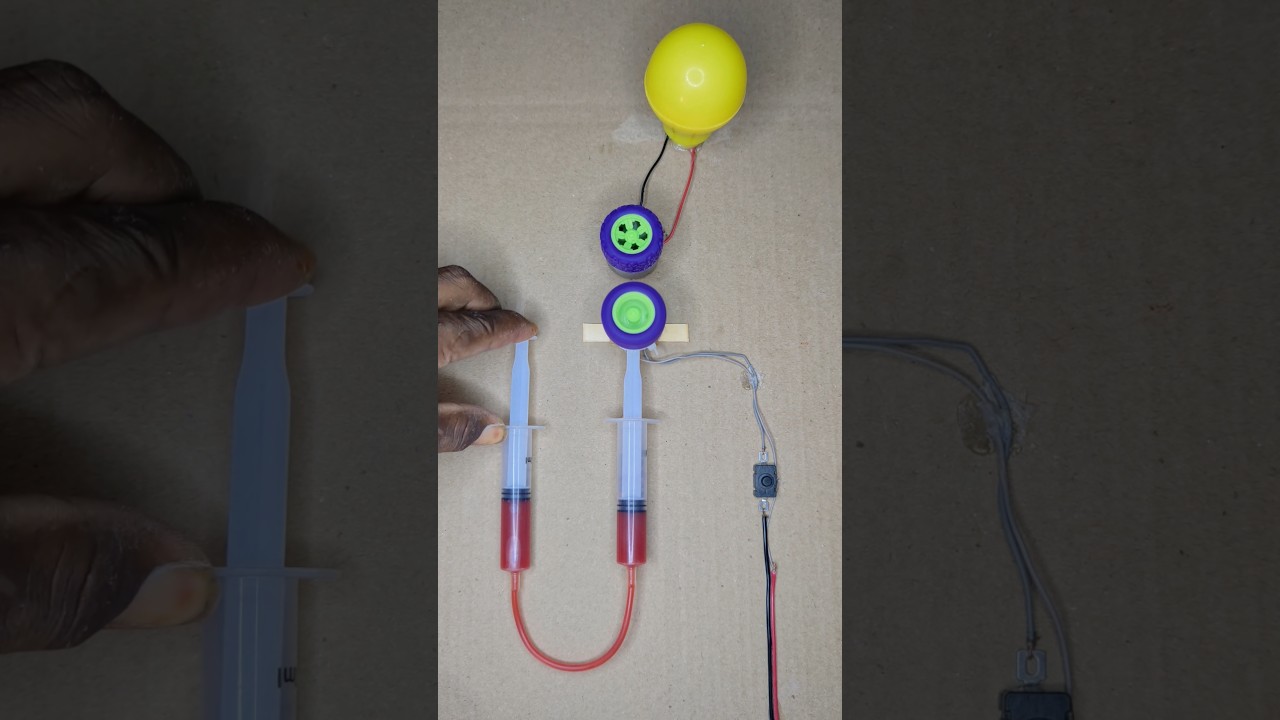 Hydraulic Pressure Regenerative braking System Using And Powering Dc Bulb light • Dc Motor। #shorts