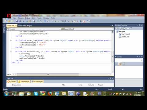 Visual Basic 2010 Tutorial 20 - Reversing Arrays
