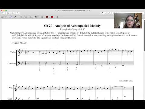 Chapter 20-Working through handout "Ch 20-Accompanied melody analysis" Ex for study A & C. Video 1