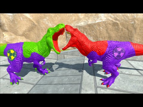 HULK T-REX vs RED HULK T-REX DEATH CLIMB - Animal Revolt Battle Simulator