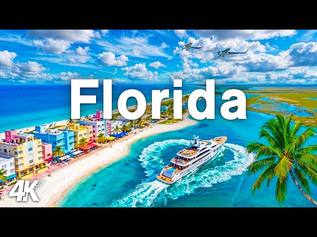 Florida 4K Drone Footage | Miami Beach, Scenic Coastline & Luxury Yachts, Emerald Blue Paradise