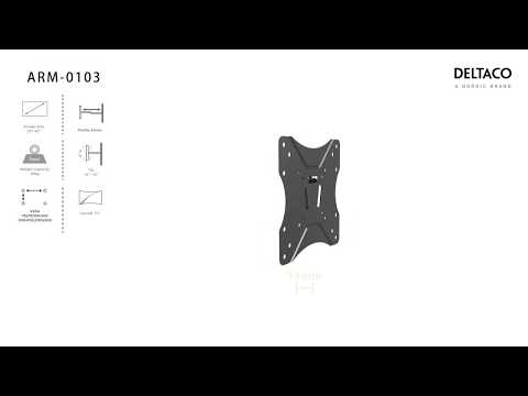 Sieninis laikiklis DELTACO OFFICE kreipiamas, 23"-42", 25kg, 75x75-200x200, 25kg, juodas / ARM-0103 video