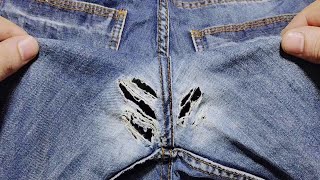 A magic solution to fix a hole in jeans between the legs in a way that will surprise you