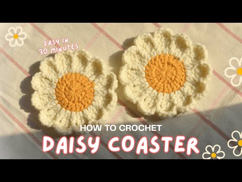 easy crochet daisy coasters | crochet tutorial | free crochet pattern #crochet #coasters