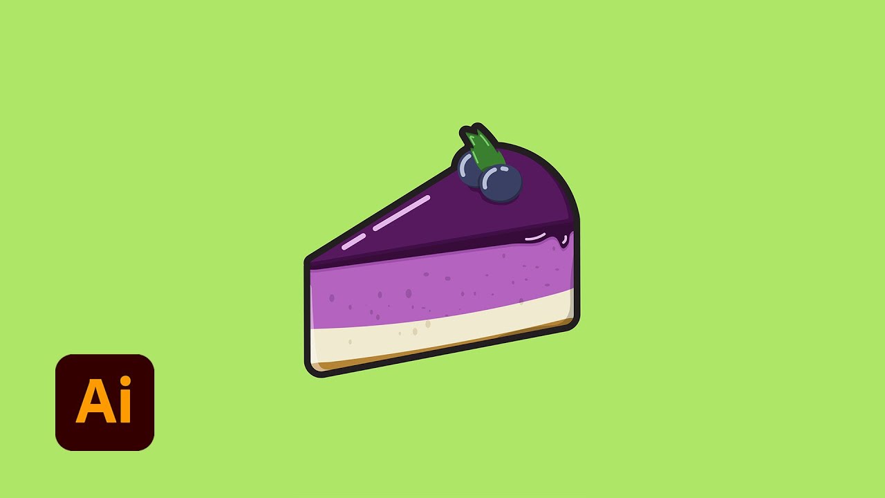 Drawing a Blueberry Cheesecake (Adobe Illustrator CC Speed Vector Art)