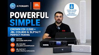 Video thumbnail for Crown CDI 2|300 Amplifier + JBL COL800 & JBL SLP14/T Loudspeakers | Product Overview & Demo by ADI Global Distribution EMEA
