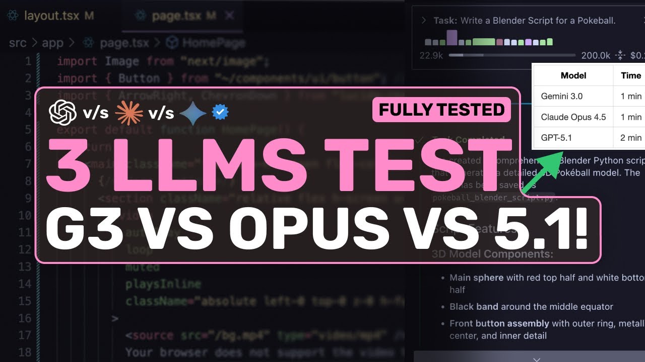 3 LLMs TESTED: Gemini 3 Pro V/S 4.5 Opus V/S GPT-5.1! Results are INSANE!