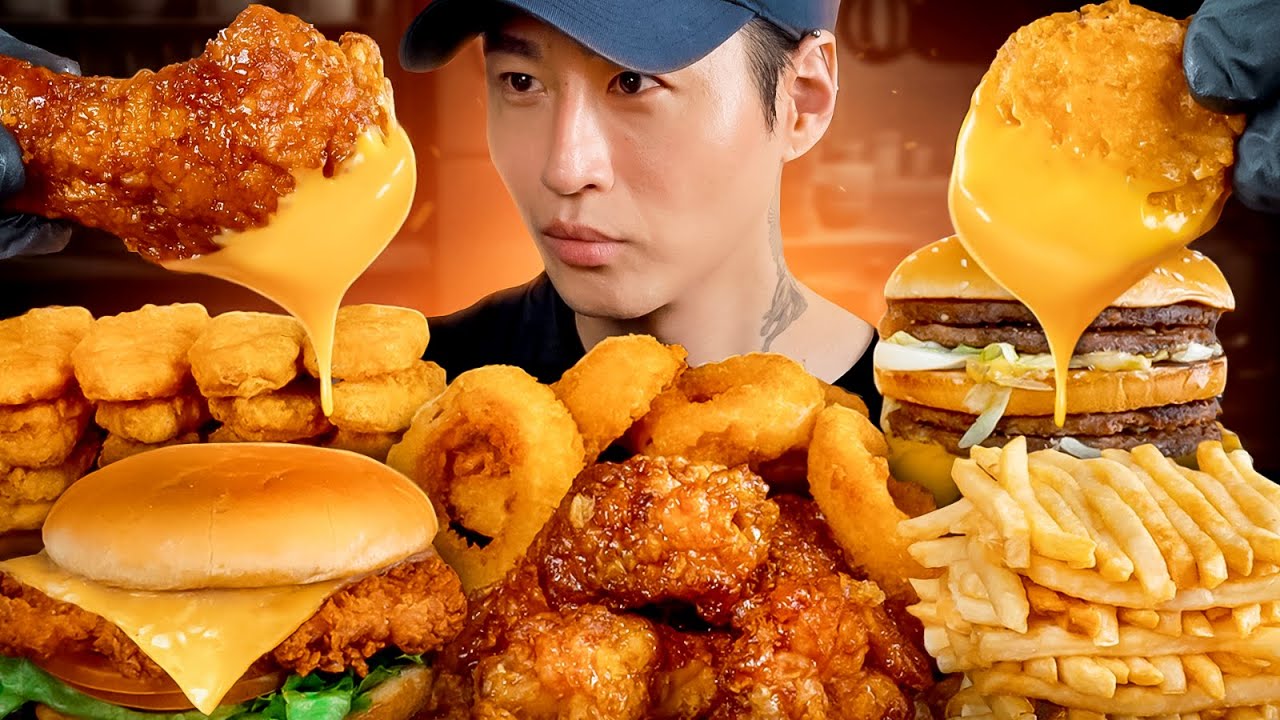 ASMR MUKBANG | Fast Food, Big Mac, Chicken Nuggets, Onion Rings, Chicken Sandwich, Wings, Fries - inASMR