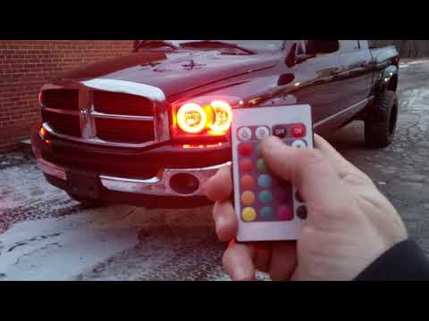 RGB LED Halo rings in a 2007 Dodge Ram Megacab over at 816Diesel