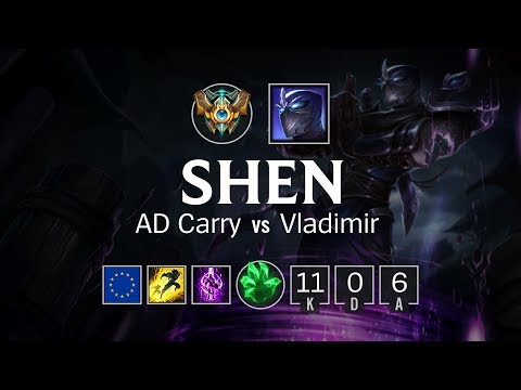 Shen AD Carry vs Vladimir - EUW Challenger Patch 8.11