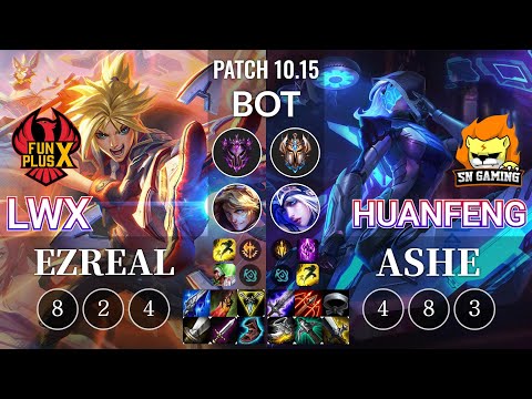 FPX Lwx Ezreal vs SN huanfeng Ashe Bot - KR Patch 10.15