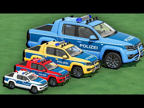 TRANSPORTING Mini to GIANT POLICE CARS  VEHICLES & TRUCKS  ! FS22