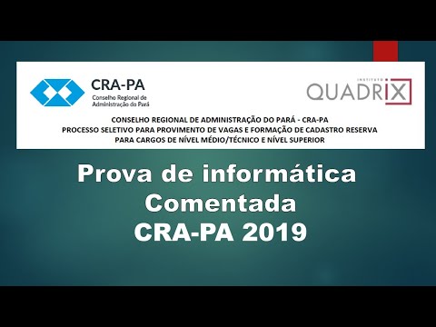 Questões de Informática Comentadas - Concurso CRA-PA 2019 - informatica para concursos 2021