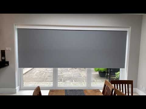 Motorised remote controlled blackout roller blind