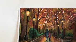 PODZIMNÍ ROMANCE Akvarelový obraz - A5 formát