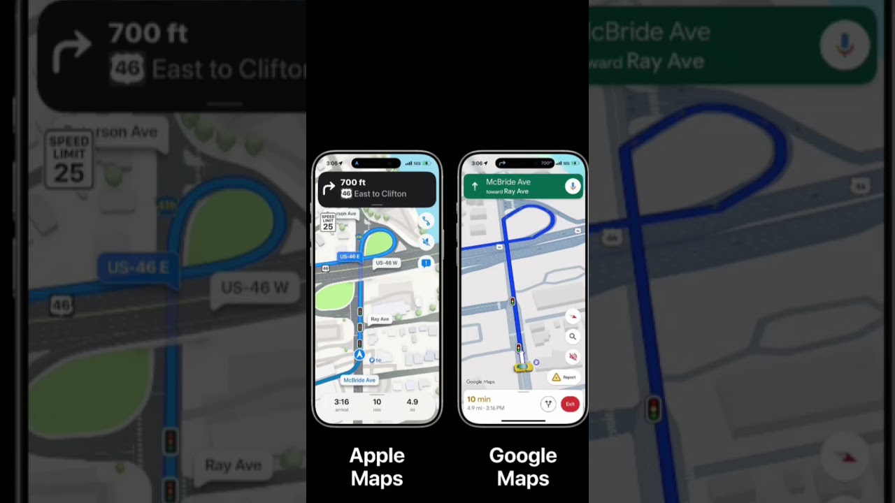 Apple Maps vs Google Maps #apple #iphone #google #googlemaps #applemaps #ios #android