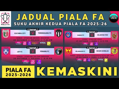 🔴TERKINI: JADUAL LENGKAP PIALA FA 2025/26 - AKSI SUKU AKHIR KEDUA - PENTAS PENENTU!