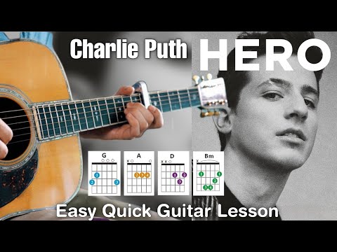 Charlie Puth - Hero (Acoustic Version) Guitar Cover + Tutorial Easy Chords Short Guitar Lesson