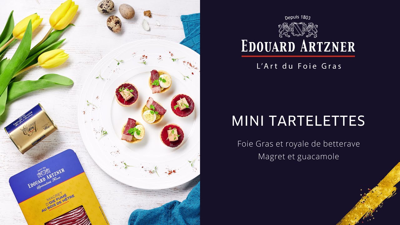 Recette Apéritif : mini tartelettes Foie Gras betterave et Magret fumé guacamole